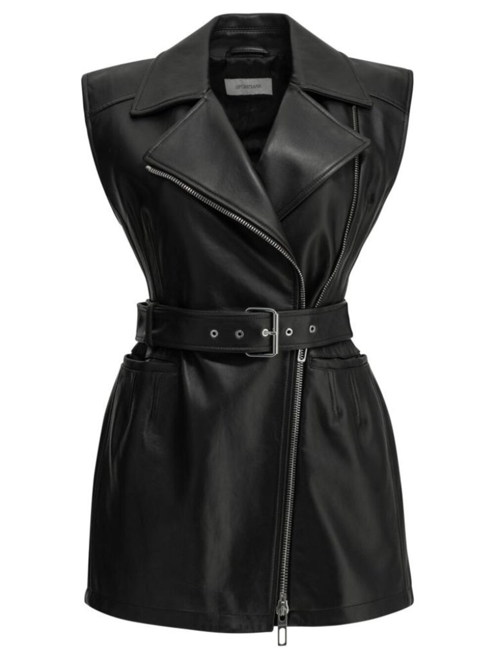 Max Mara Sportmax Sleeveless Leather Jacket Tag Size 44 Women